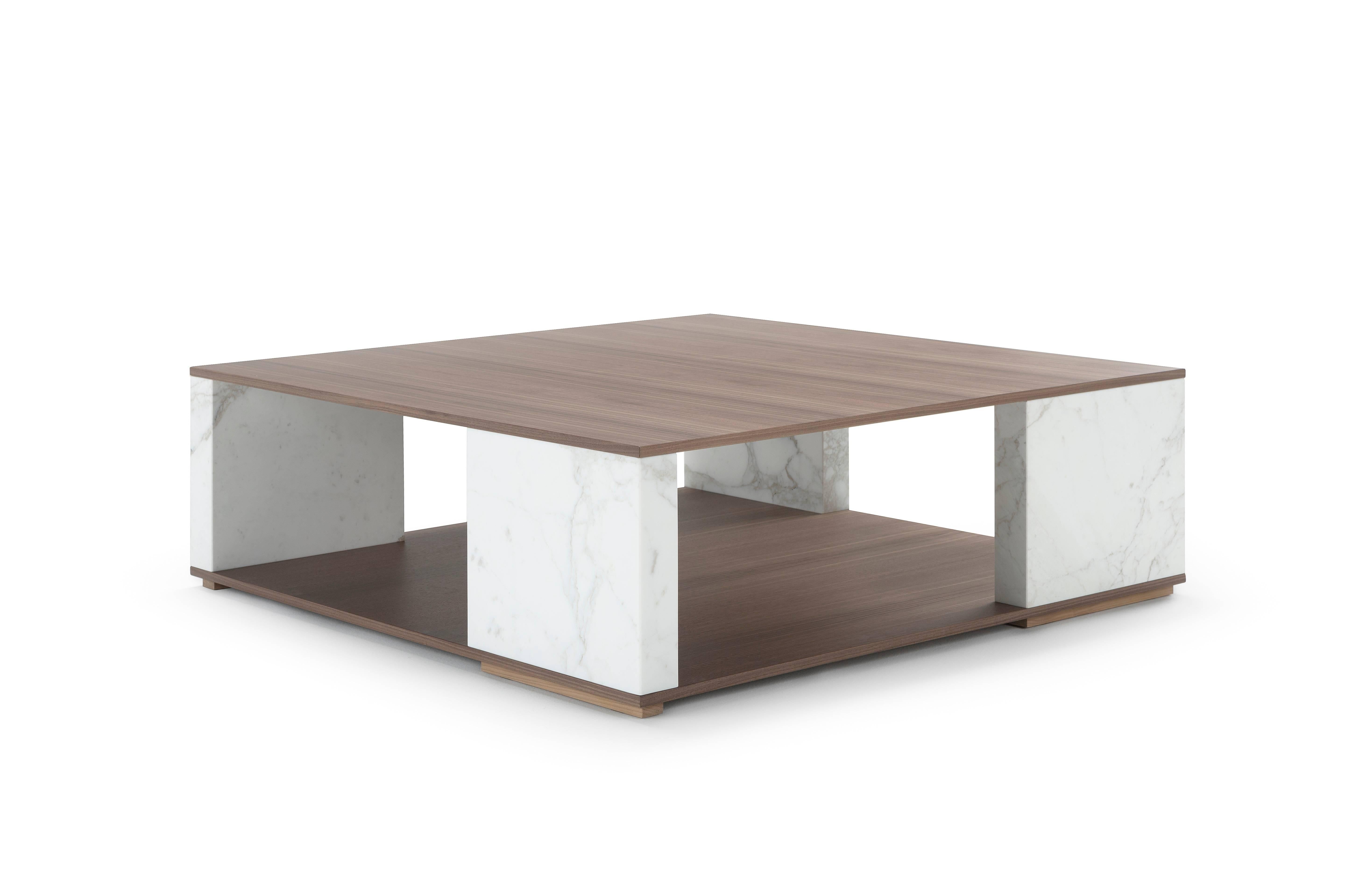 Quattropietre 

A coffee table that embodies the application of an architectonic stereotype to a furniture piece. Quattropietre represents the so-called “golden ratio” of classic architecture tradition, in a mathematical equilibrium of