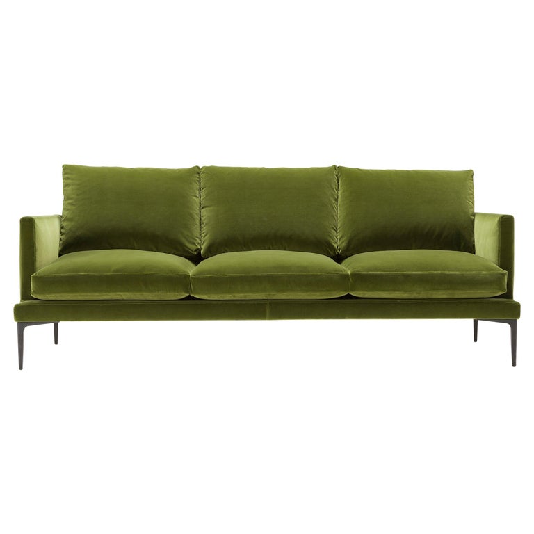 Amura 'Segno' Sofa in Olive Green Velvet by Amura Lab For Sale at 1stDibs