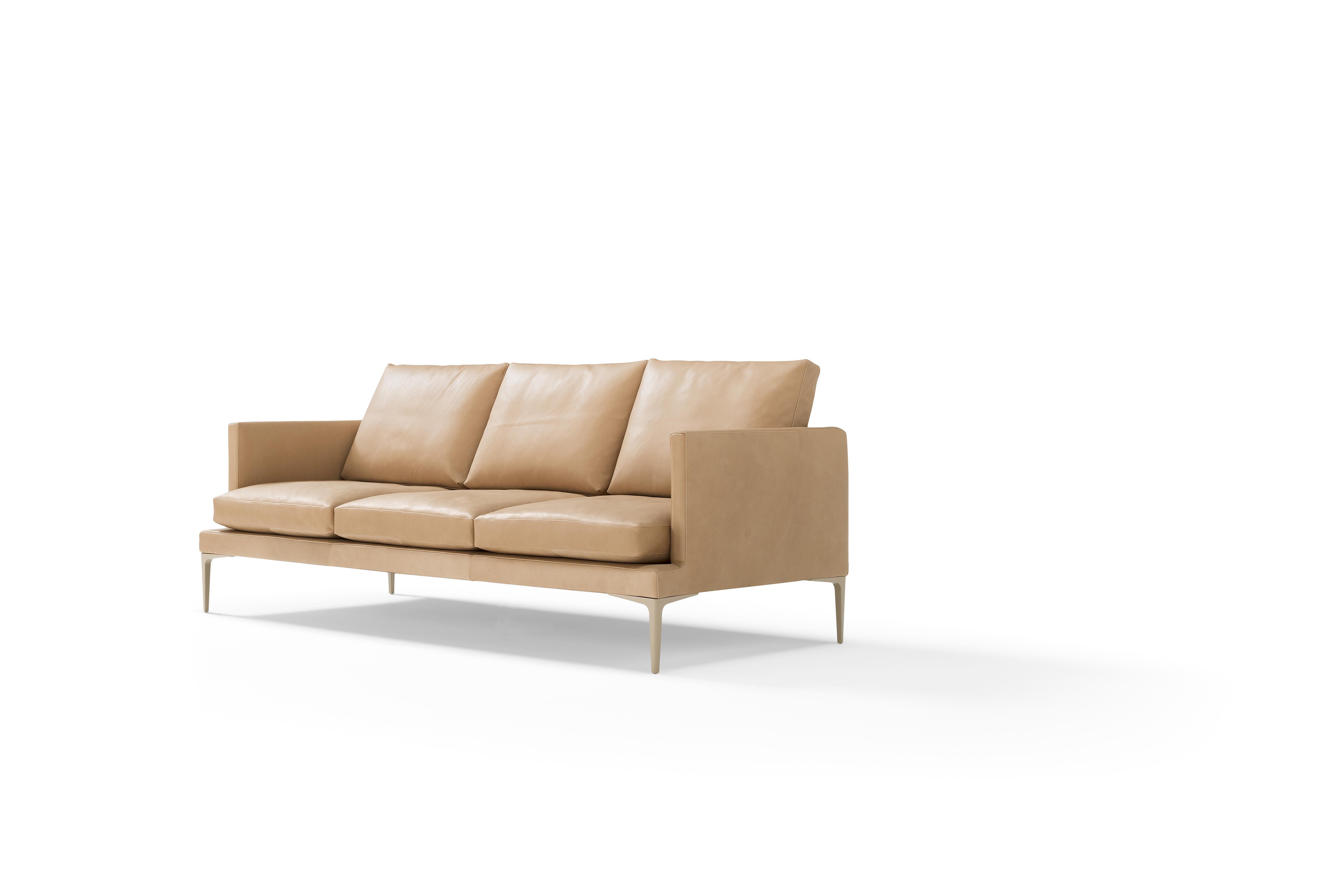 Hand-Crafted Amura 'Segno' Sofa in Taupe Leather by Amura 'Lab For Sale