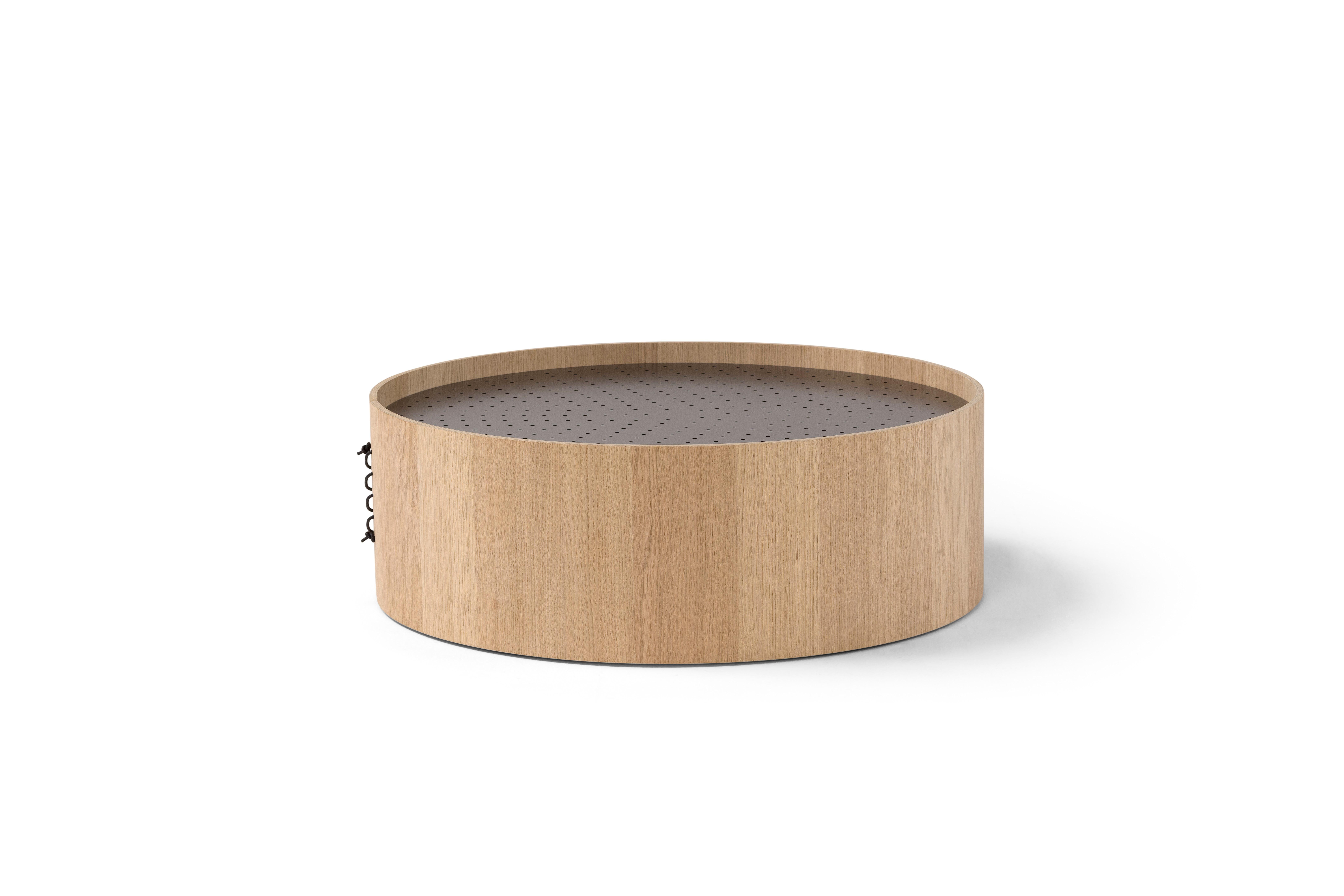 Modern Amura 'Setacci' Coffee Table with Light Wood Frame and Metal Top For Sale