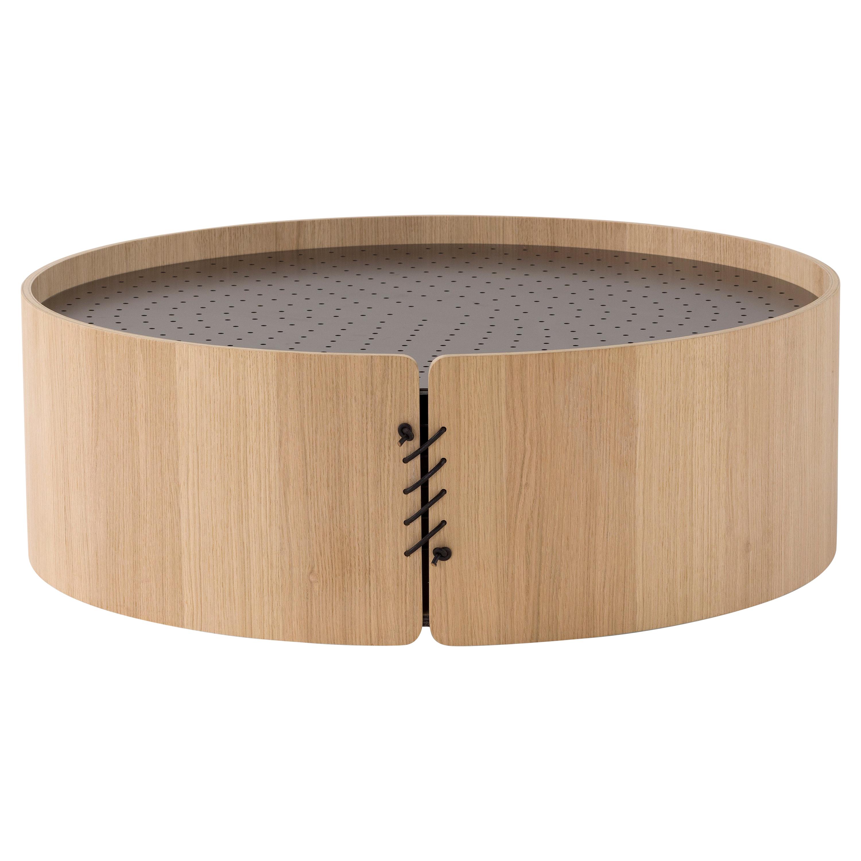 Amura 'Setacci' Coffee Table with Light Wood Frame and Metal Top For Sale