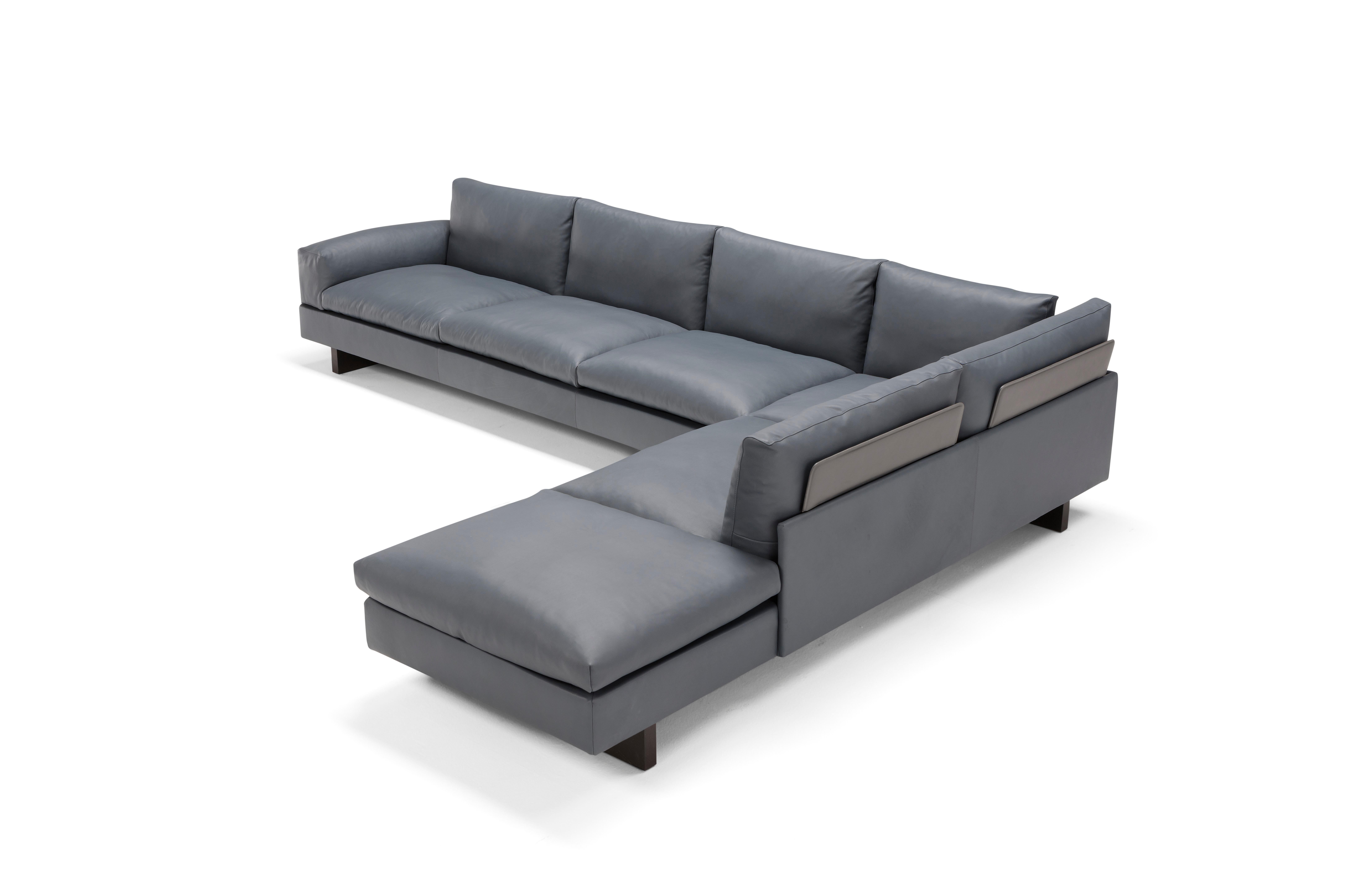 Amura 'Tau' Modul-Sofa aus grauem Leder von Emanuel Gargano (Moderne) im Angebot
