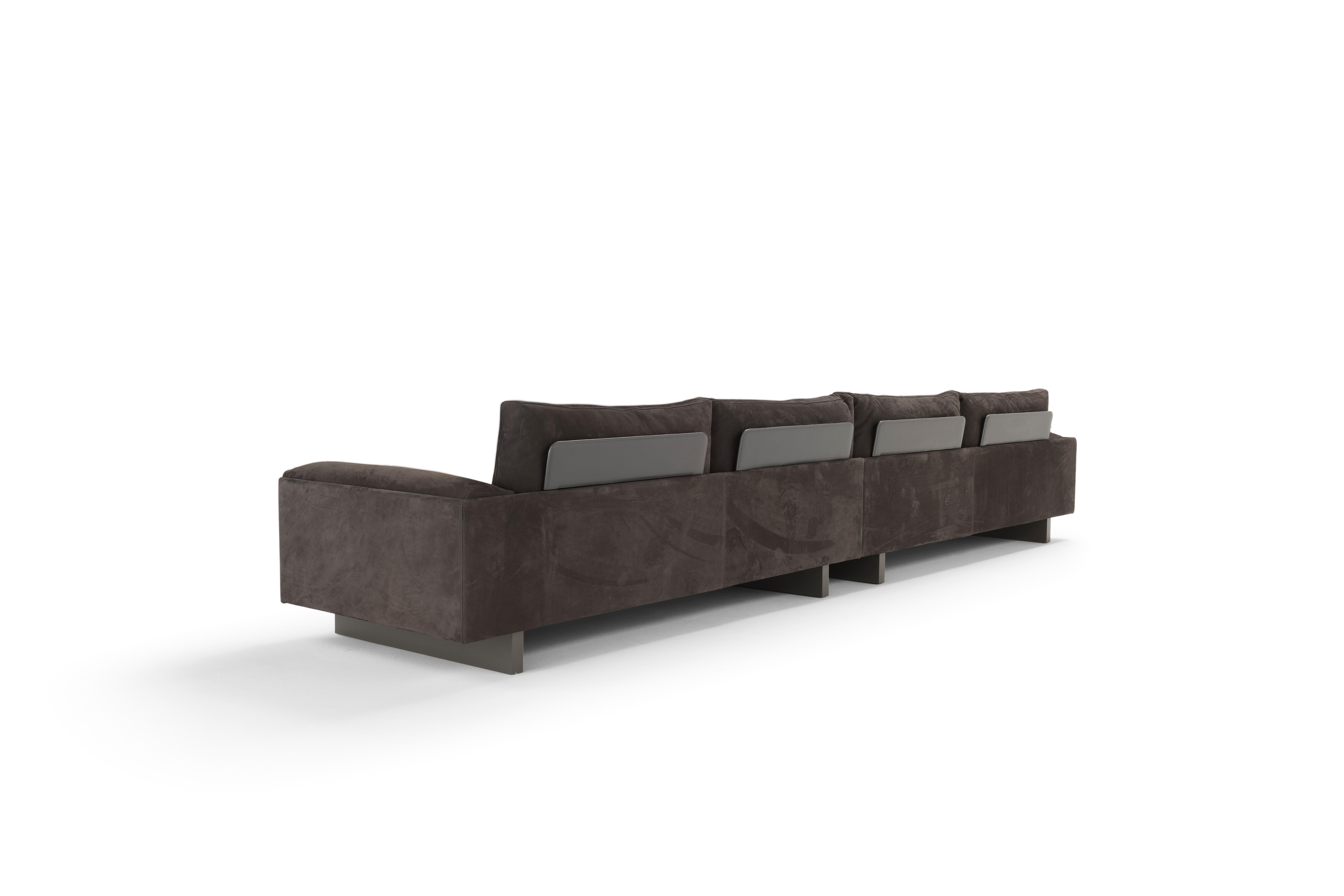Modern Amura 'Tau' Sofa in Brown Nabuk Leather by Emanuel Gargano For Sale