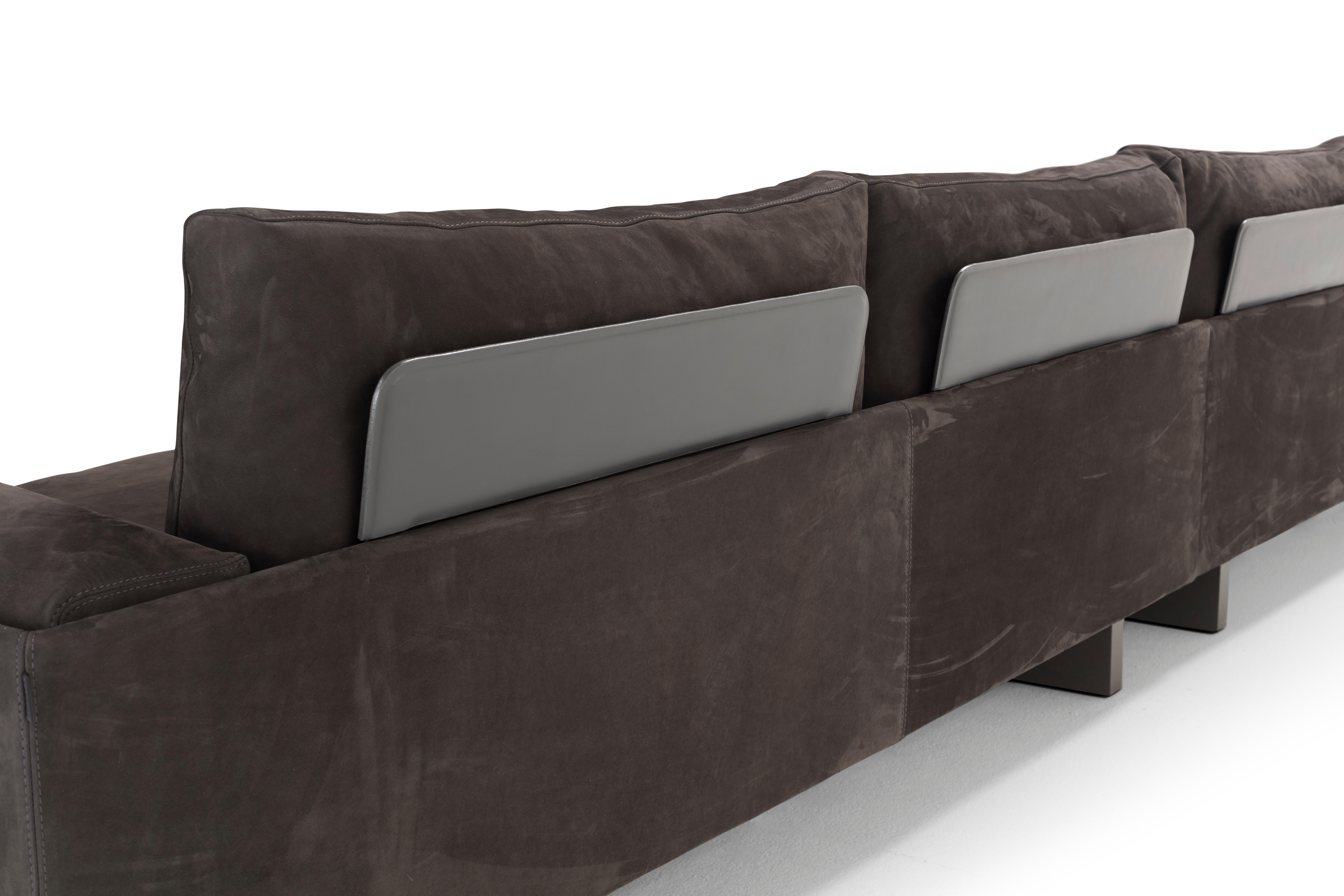Italian Amura 'Tau' Sofa in Brown Nabuk Leather by Emanuel Gargano For Sale