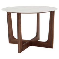 Tavolino Amura 'Vesta' in marmo bianco e base in Wood