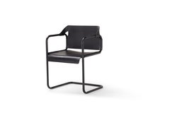 Amura Vienna Dining Chair in Metal and Black Cuoio by Quaglio & Simonelli