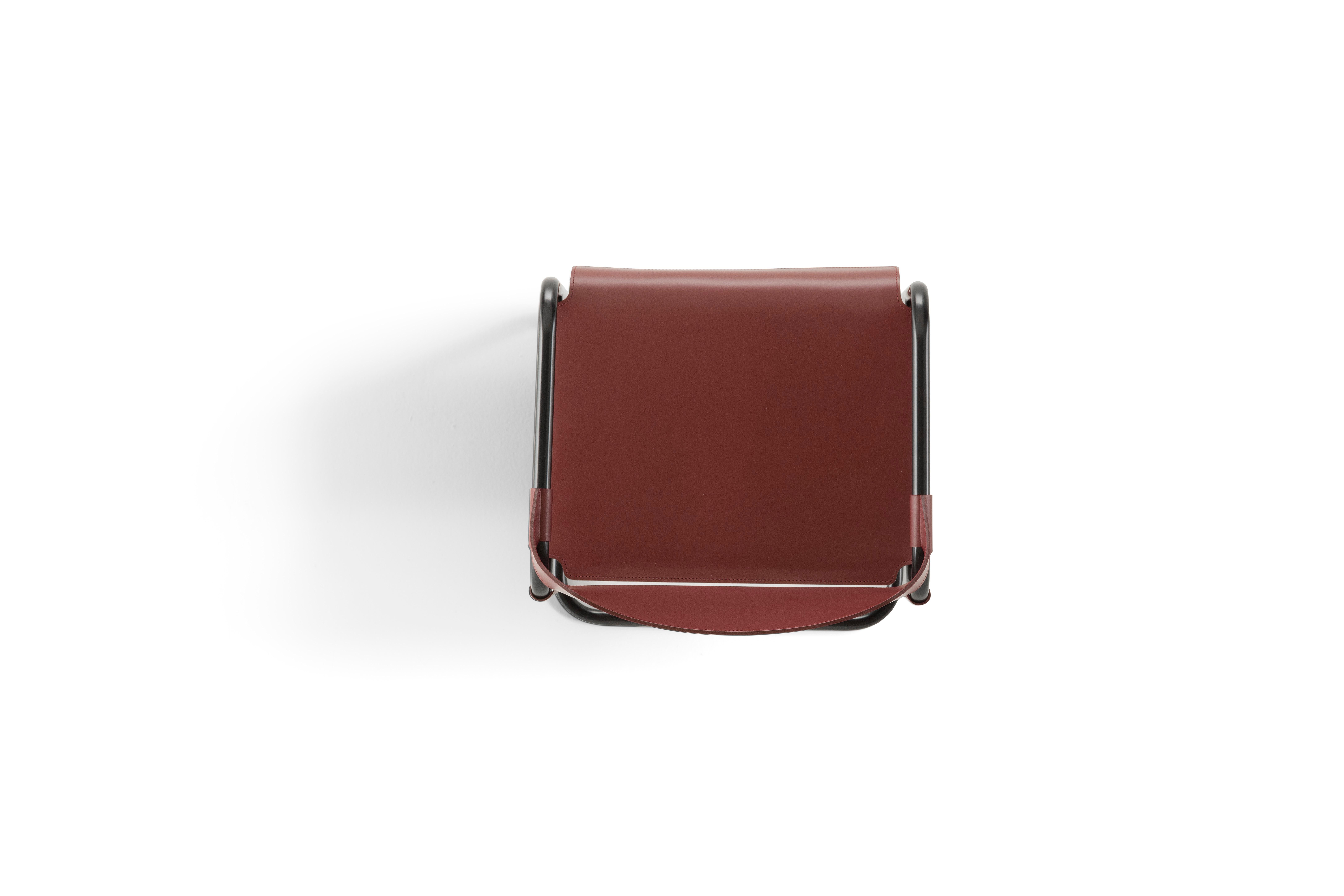 Amura 'Vienna' Dining Chair in Metal and Burnt Red Cuoio by Quaglio & Simonelli In New Condition For Sale In GRUMO APPULA (BA), IT