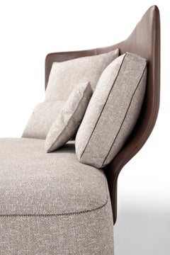 Amura 'Wazaa' Sofa in Brown Leather and Tan Velvet by Stefano Bigi