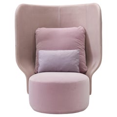Amura 
Wazaa
 Swivel Armchair in Terra Leather and Blush Velvet by Stefano Bigi