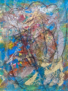 Pittura acrilica astratta su tela, montata su tavola, After Blue Eyes di a.muse