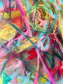 Blue Geisha Swimming, Abstract Mixed Media Painting on Rag Paper, 24x18in, 2025