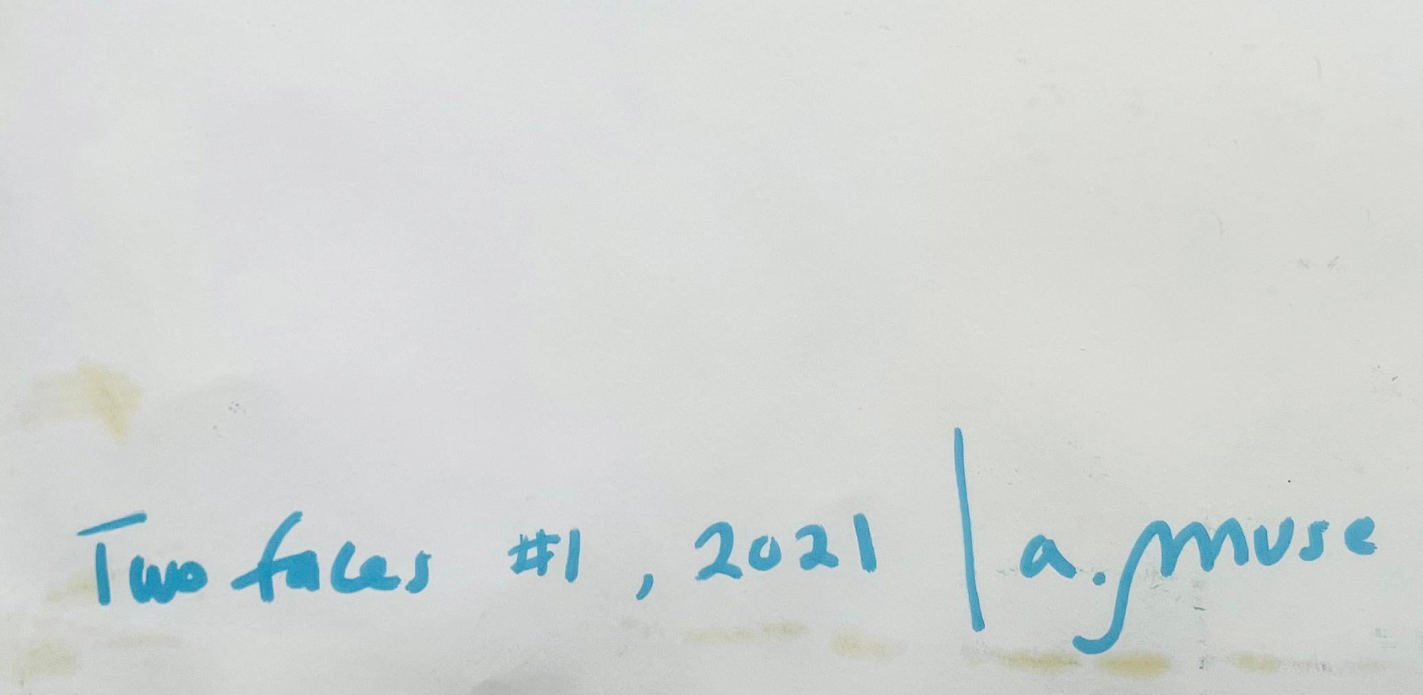 Pittura astratta a olio su carta, Faces I di a.muse in vendita 1
