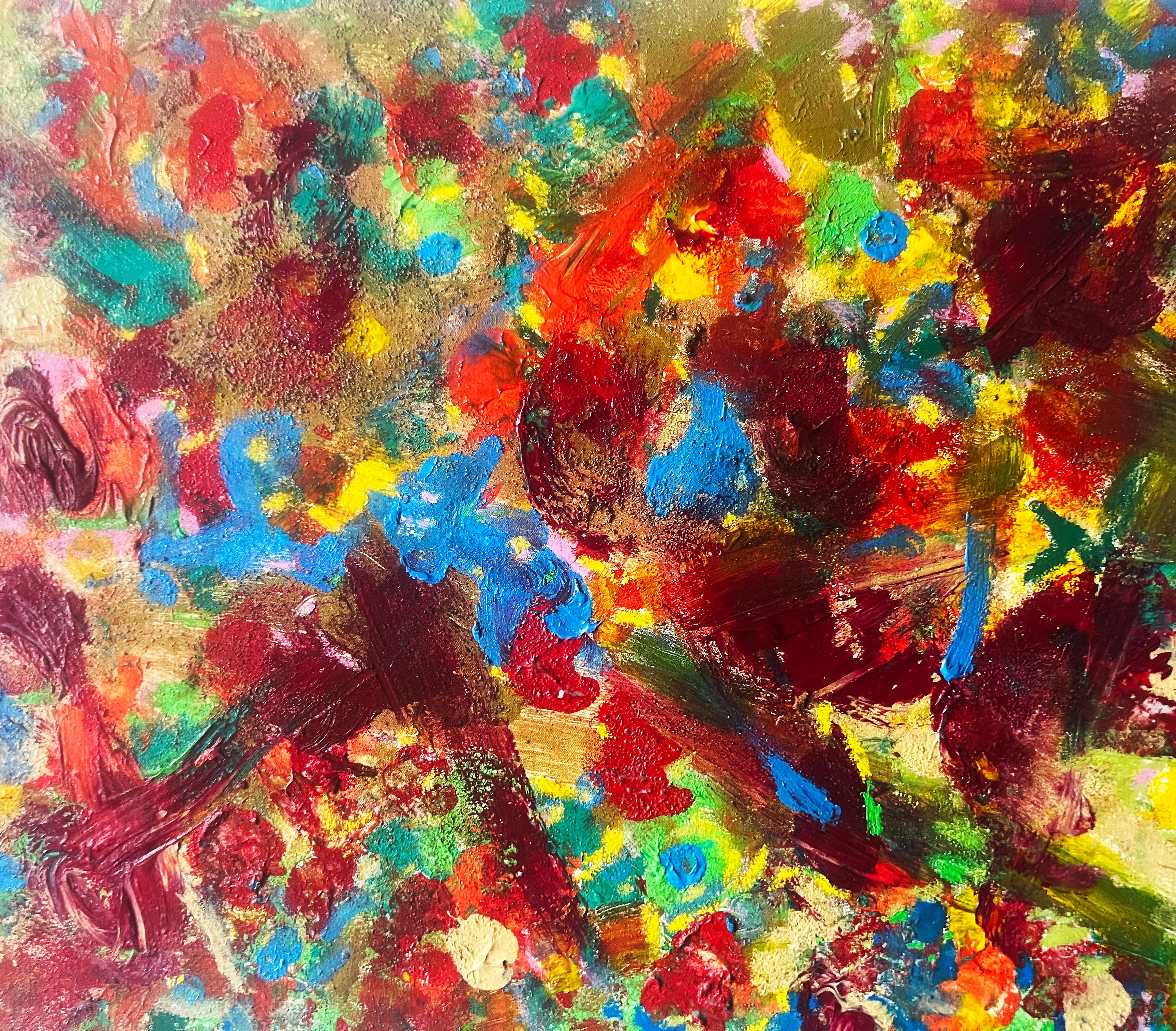 blobs of paint on canvas