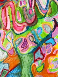 Mermaid Serena, Abstract Mixed Media Painting on Rag Paper, 24x18in, 2025