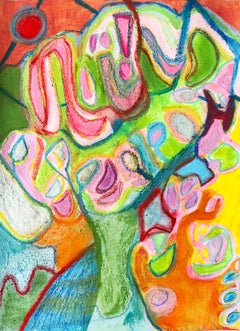 Meerjungfrau Serena, Abstraktes Gemälde in Mischtechnik auf Rag-Papier, 2025