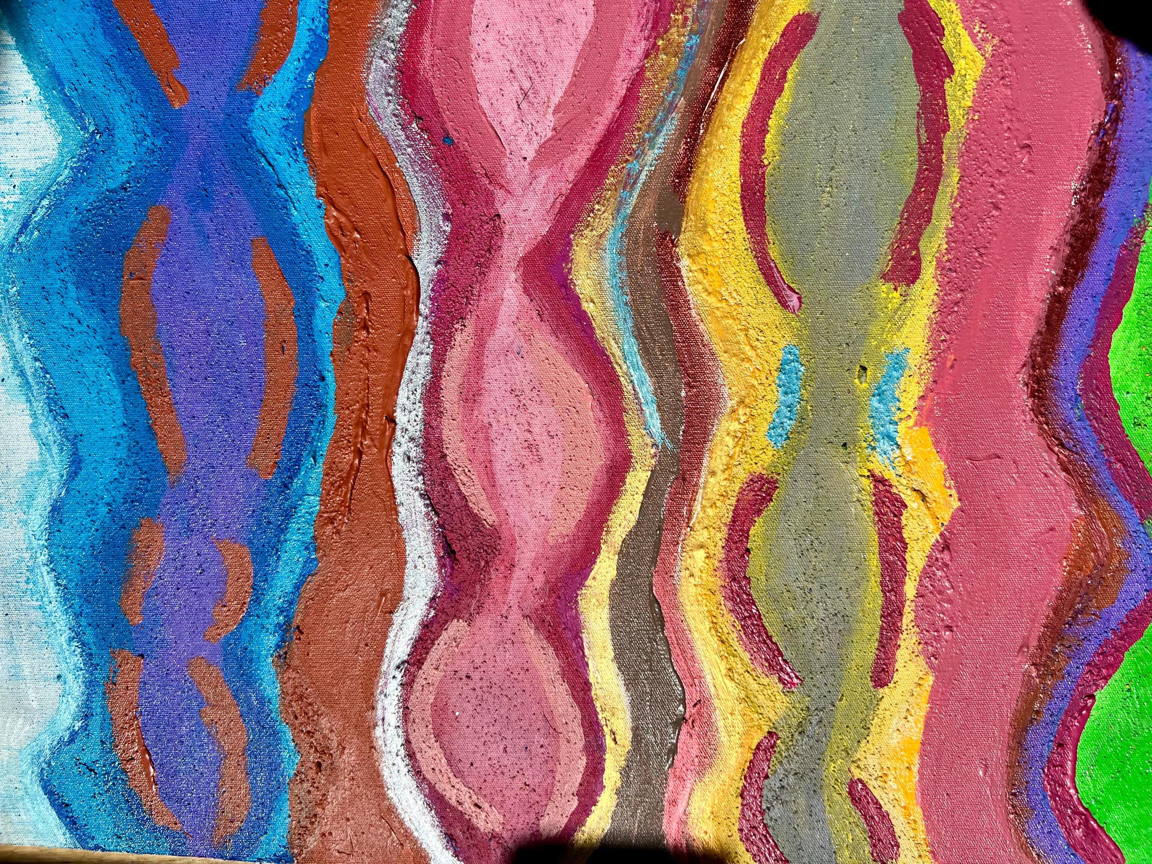 Principesse nubiane, pittura acrilica colorata su tela - Abstract Painting Grigio di a.muse