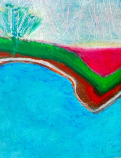 Postcard from Paradise, South of France, Semi-Abstract Painting, 24x18in, 2025