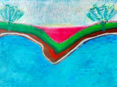 Carte postale du paradis, Les Goudes France, peinture semi-abstraite, 24x18in, 2025