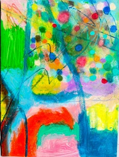 Postkarte aus dem Paradies, Saint Tropez, Abstraktes Gemälde, 24x18in, 2025