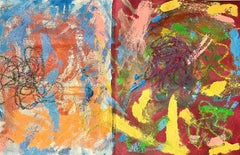 Power Play, Buntes abstraktes Gemälde in Acryl auf Leinwand
