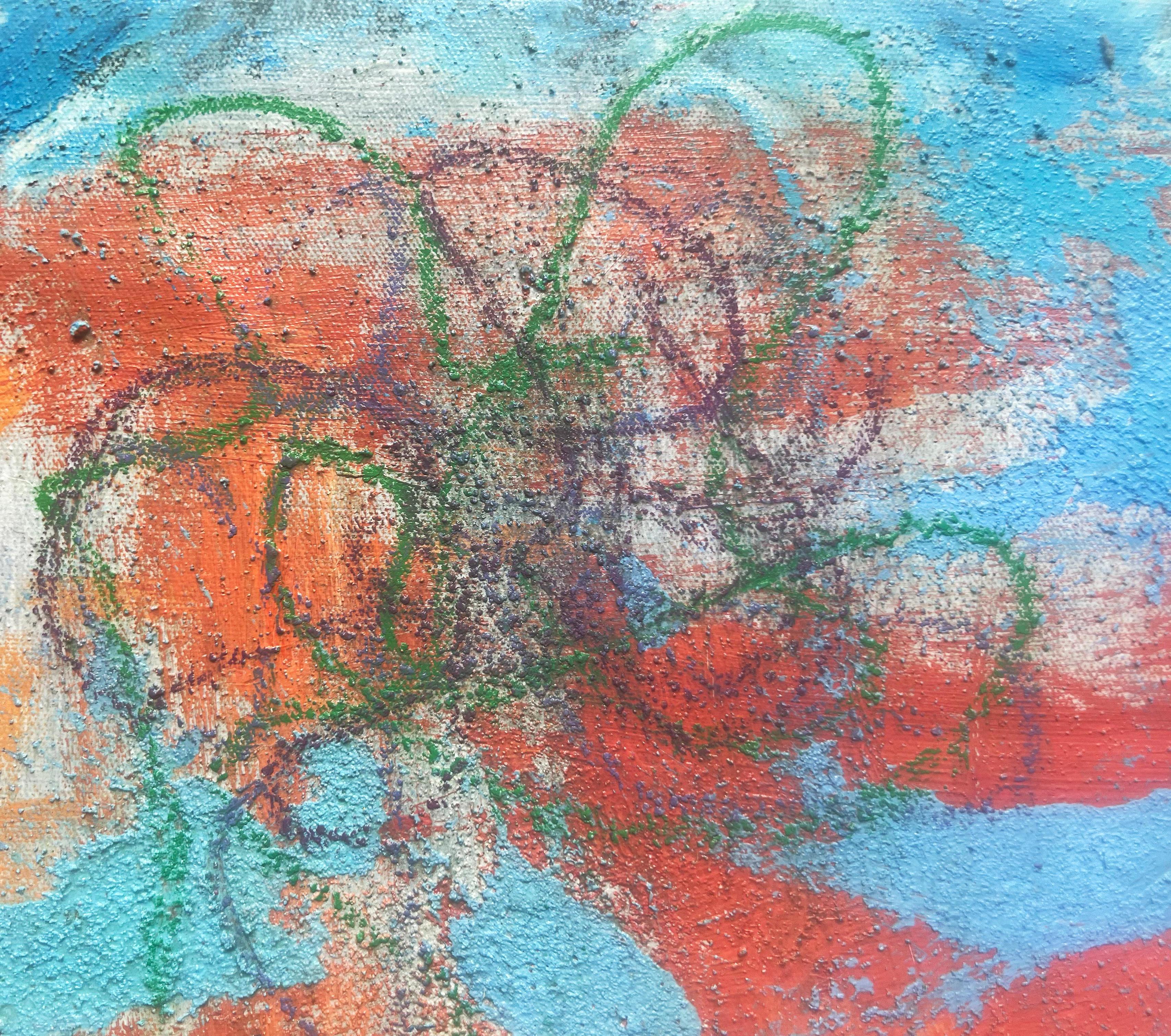 Power Play, Abstract Acrylic Painting, Multi-Colored Diptych Sewn With Thread For Sale 3