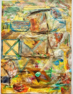 Peinture en collage mixte sur toile, The Third Eye, New York City