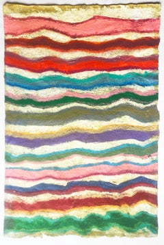 Un'opera a tecnica mista su carta Washi dai colori vivaci, Waves di a.muse