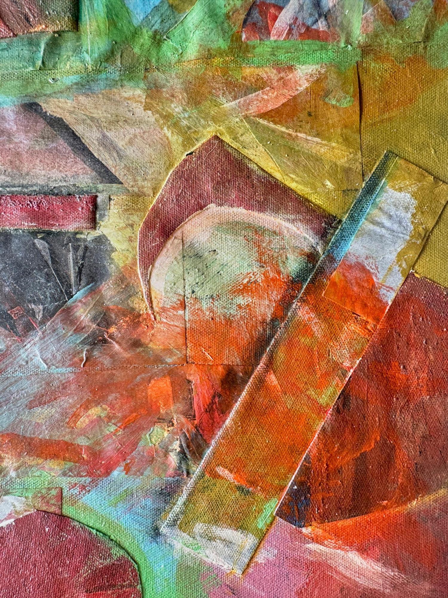 Pittura a collage a tecnica mista su tela, New York City Meanderings in vendita 1