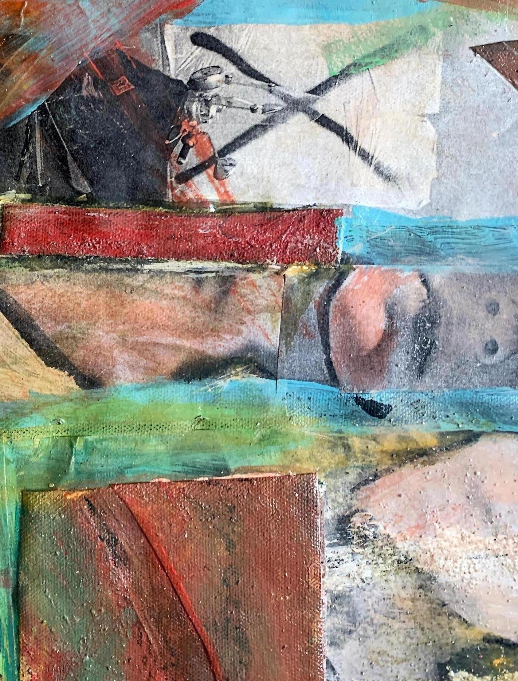 Pittura a collage a tecnica mista su tela, New York City Meanderings in vendita 2