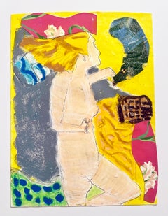 Collage colorato su carta, capelli gialli di a.muse