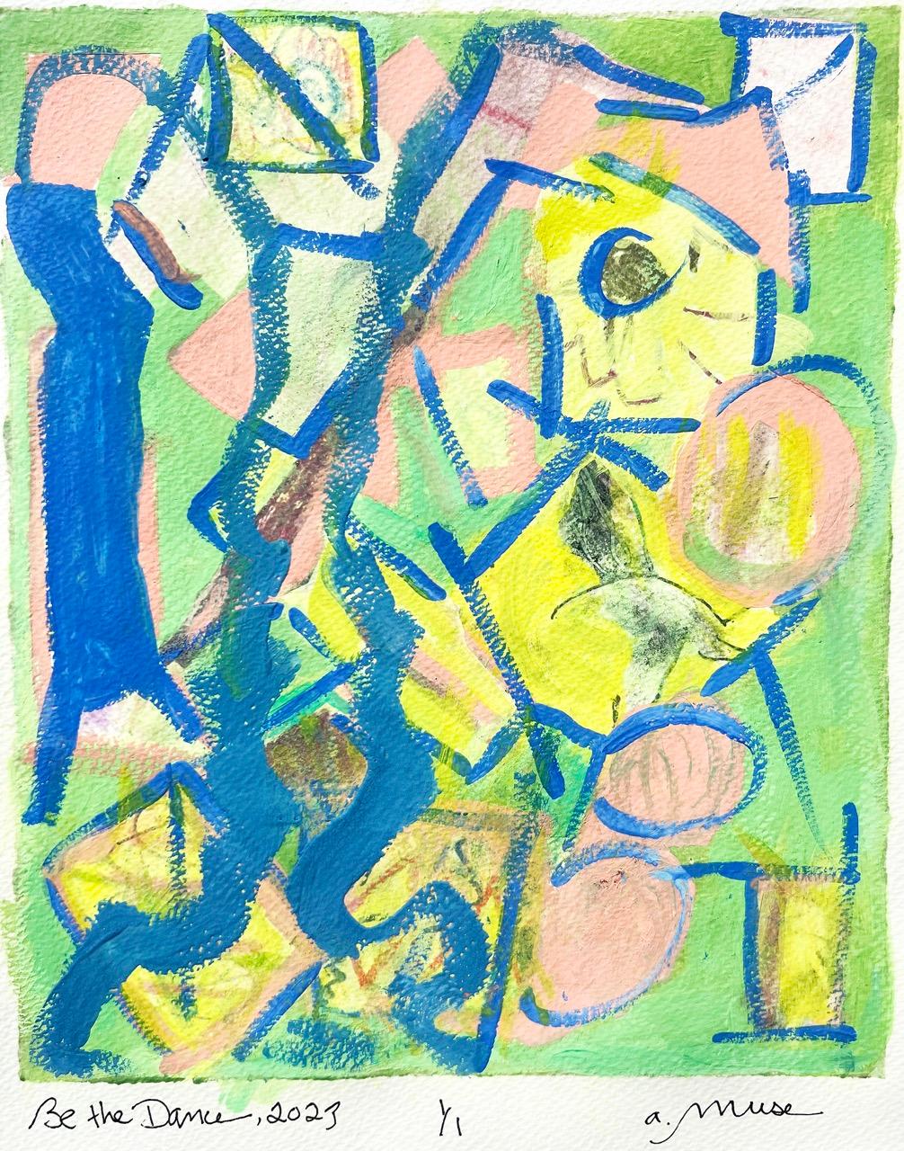 a.muse Abstract Painting – Be the Dance, farbenfrohes Einzelstück auf Papier, aufstrebende Kunst