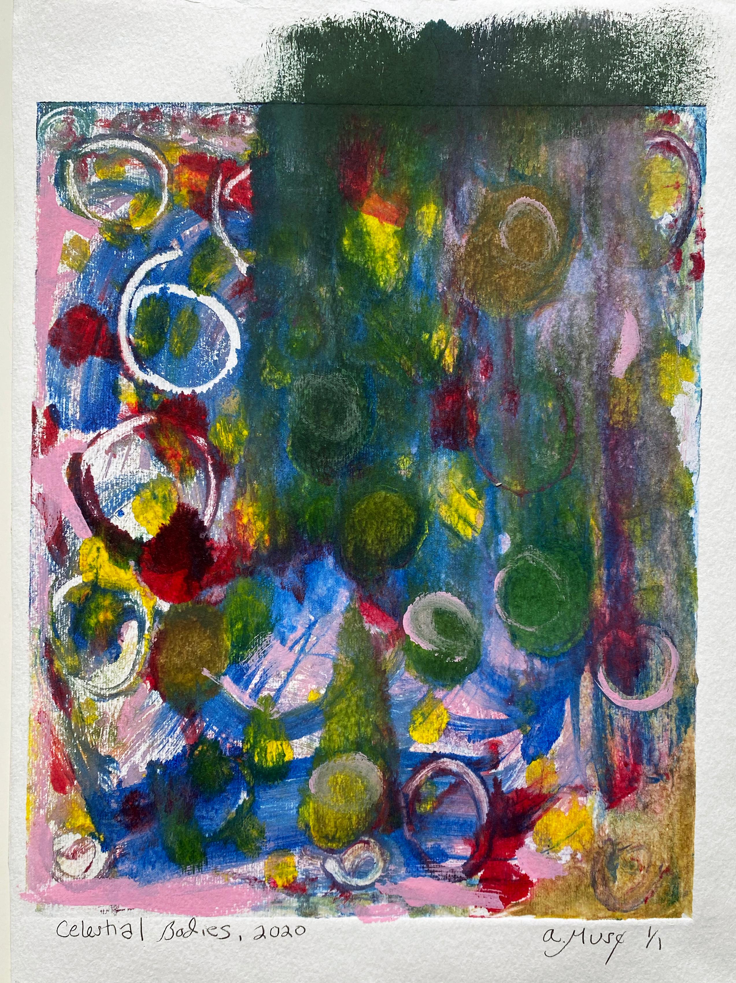 Celestial Bodies, Monotype, Contemporary Color Abstract Work on Paper, Ed of 1