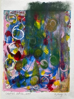 Celestial Bodies, Color Monotype Affordable Art on Paper