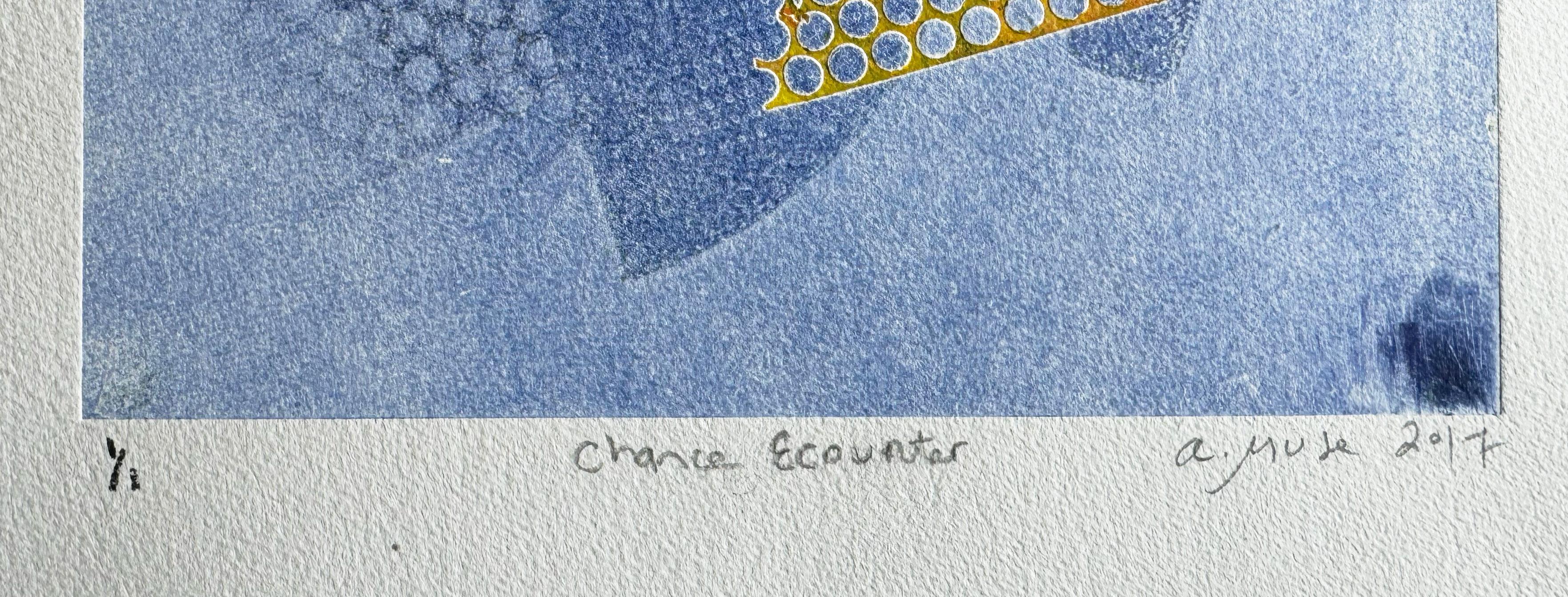 a.muse Chance Encounter, Monotype on Rag Paper, Blue For Sale at 1stDibs