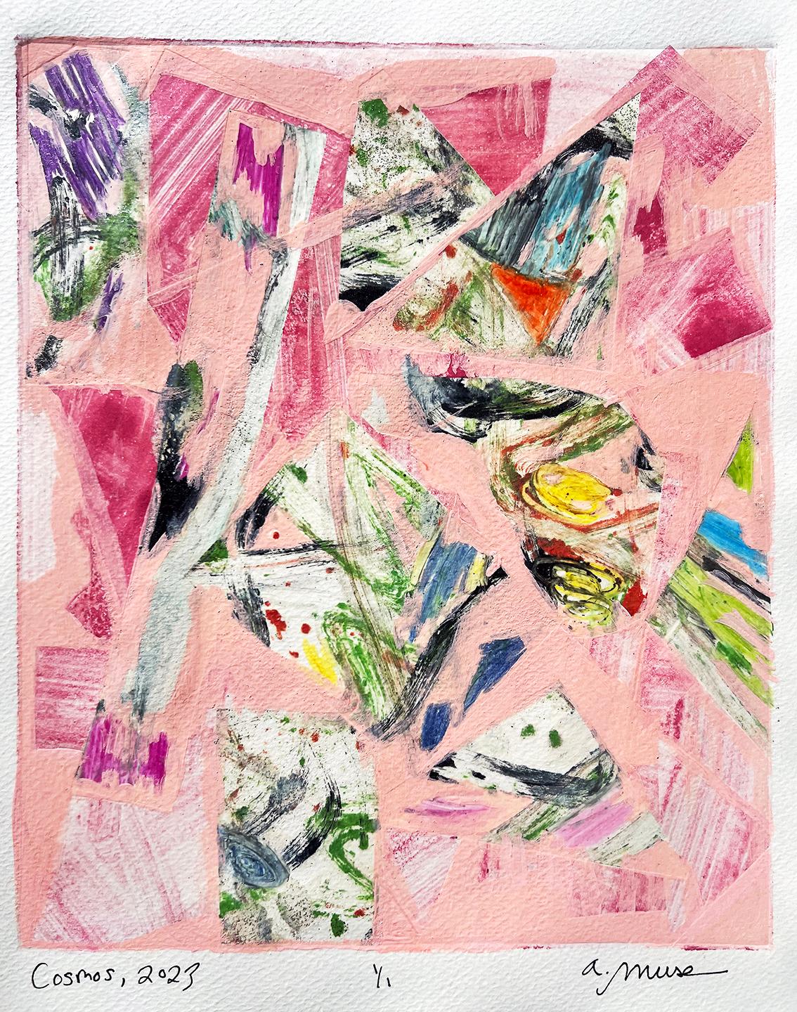 Cosmos, Mixed Media Art on Paper, Pink