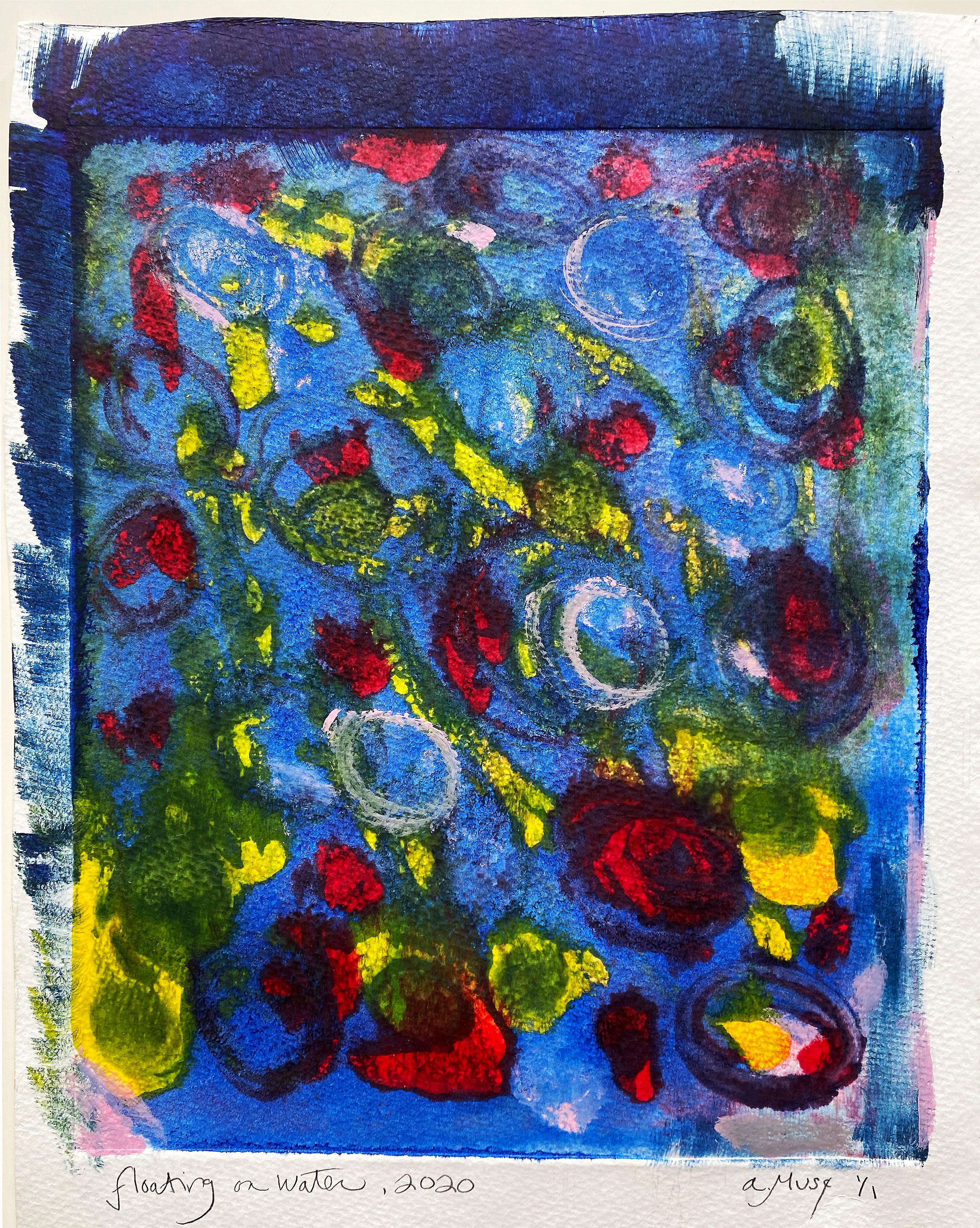 Floating on Water, Monotype, Contemporary Abstract Color Work on Paper, Ed of 1