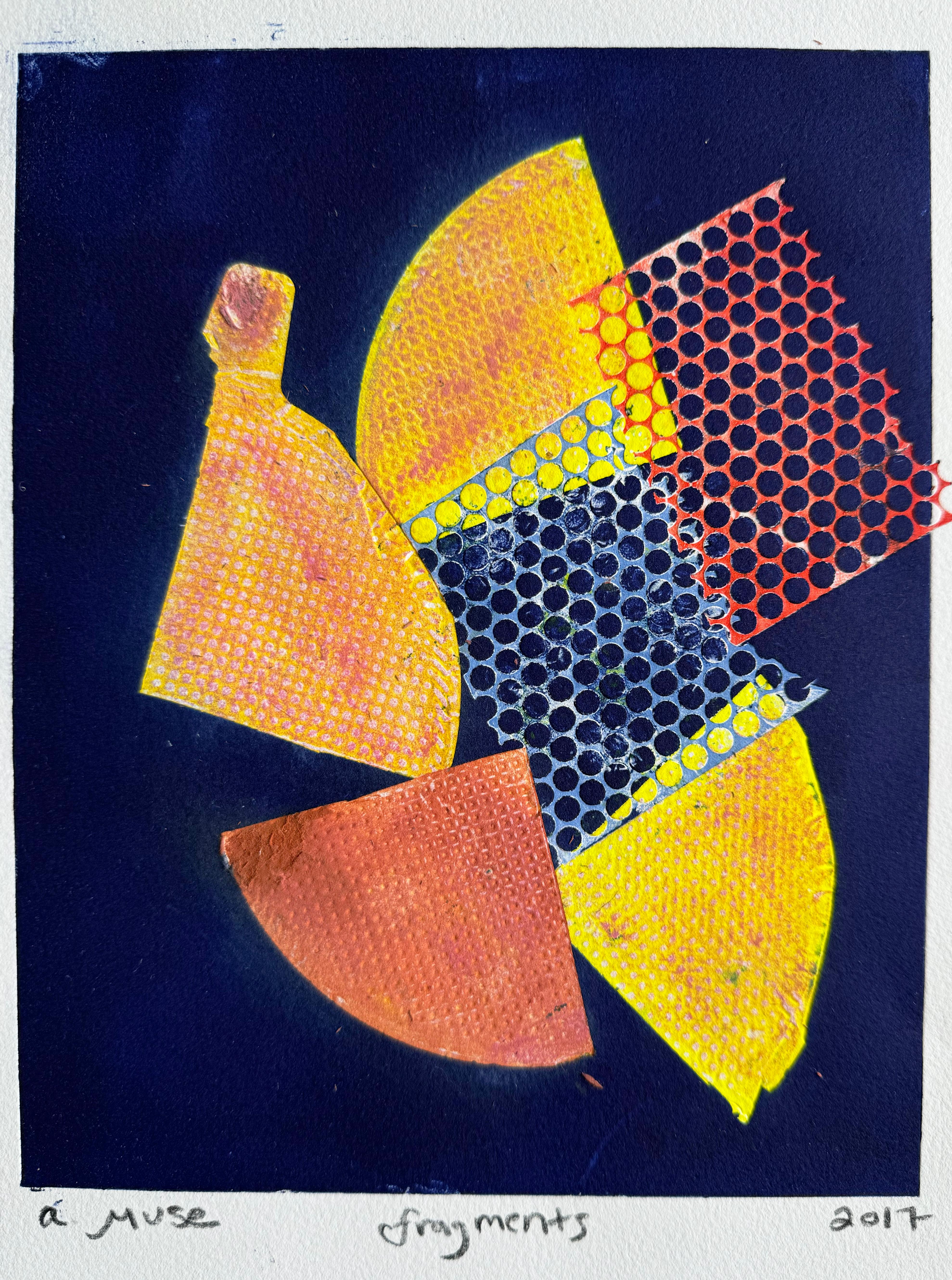 Fragments I, farbenfrohes, farbenfrohes Originalwerk auf Papier – Print von a.muse
