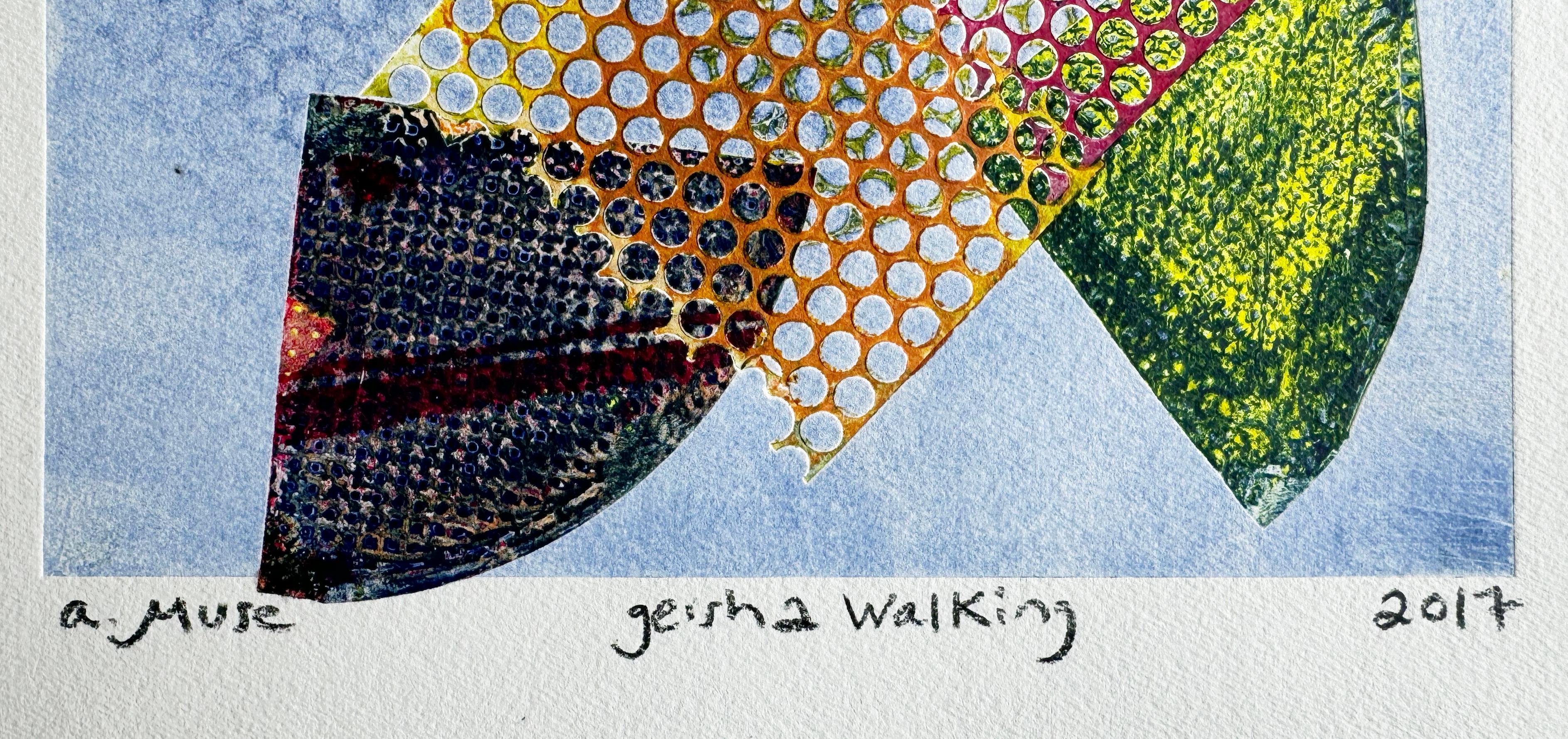Geisha Walking, audacieuse œuvre sur papier sur Madame Butterfly en vente 1