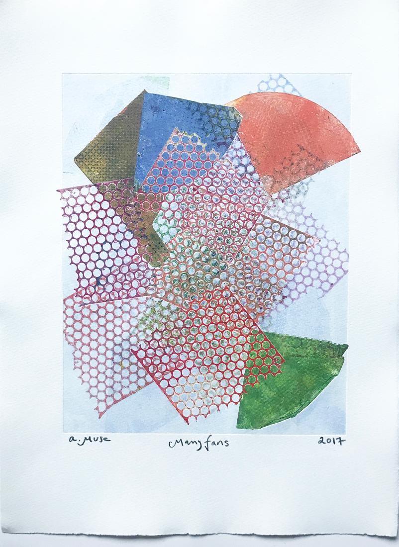 Many Fans, One-of-a-Kind Work on Paper, Emerging Art - Print by a.muse