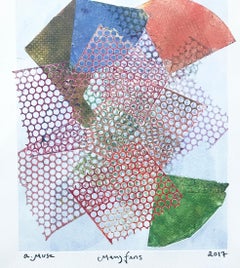 Many Fans, Work on Paper, Contemporary Abstract Monotype Print
