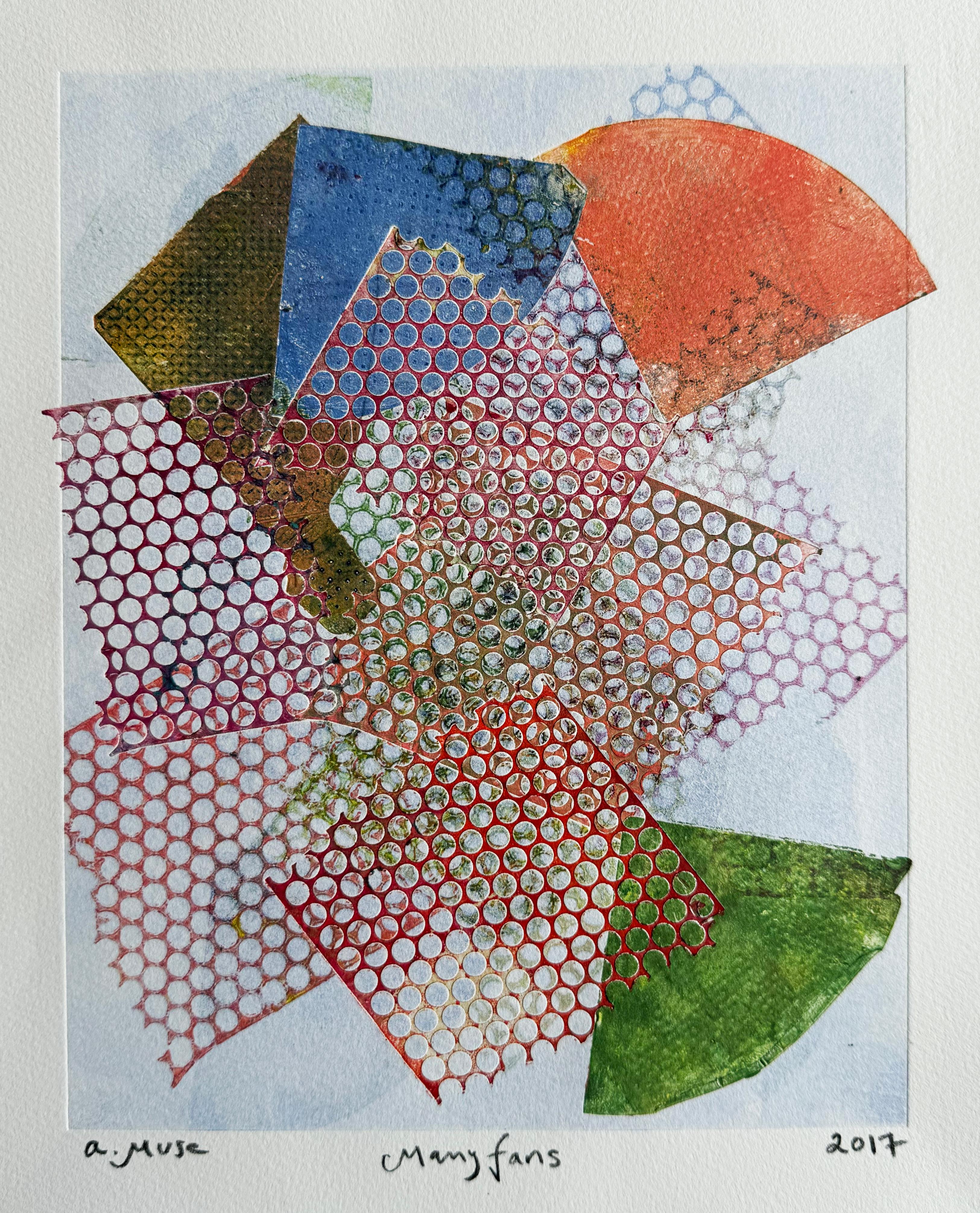 Viele Fächer, farbenfrohe abstrakte Kunst und Design Original auf Radierungspapier (Zeitgenössisch), Print, von a.muse