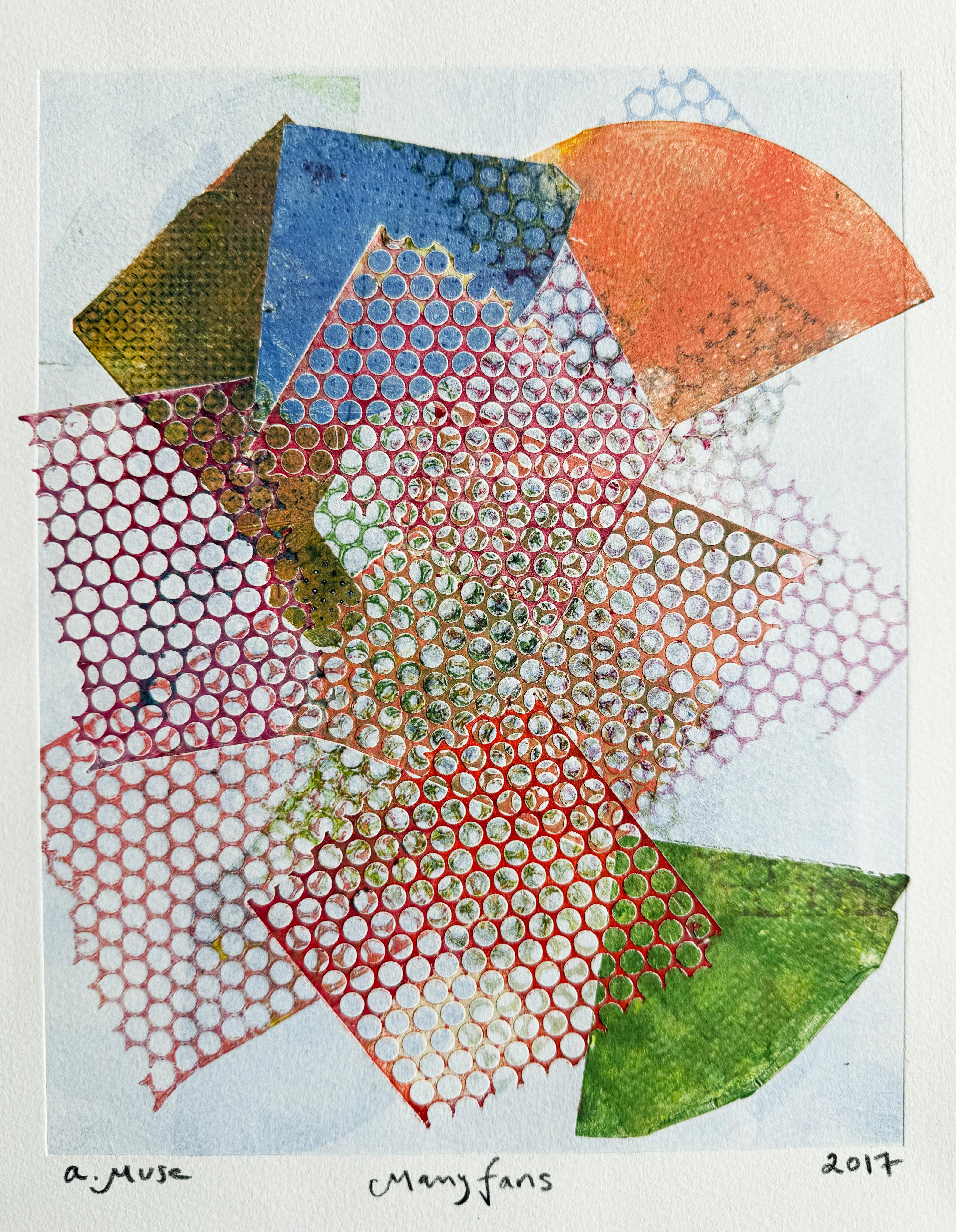 Viele Fächer, farbenfrohe abstrakte Kunst und Design Original auf Radierungspapier (Grau), Abstract Print, von a.muse