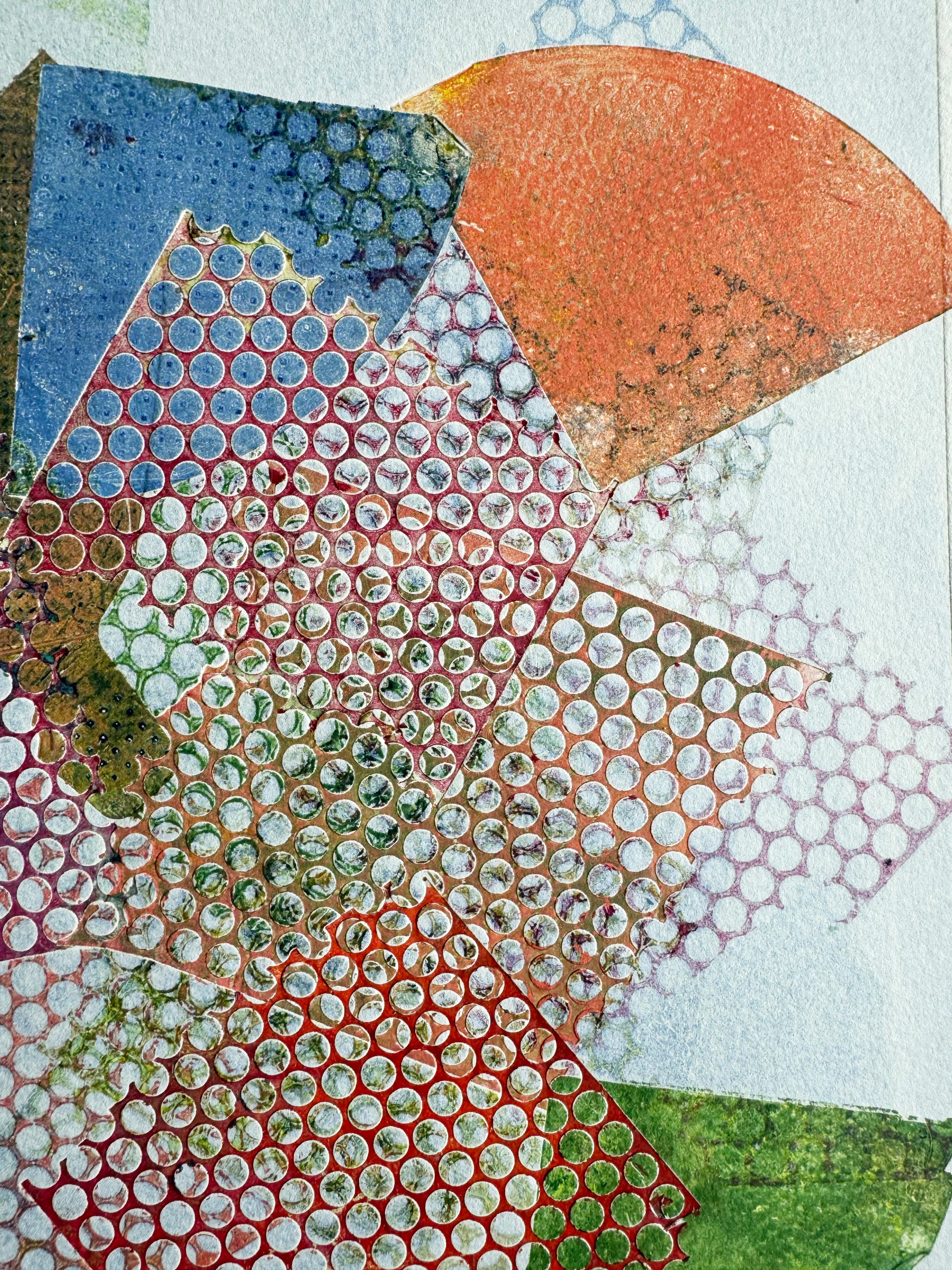 Viele Fächer, farbenfrohe abstrakte Kunst und Design Original auf Radierungspapier im Angebot 1