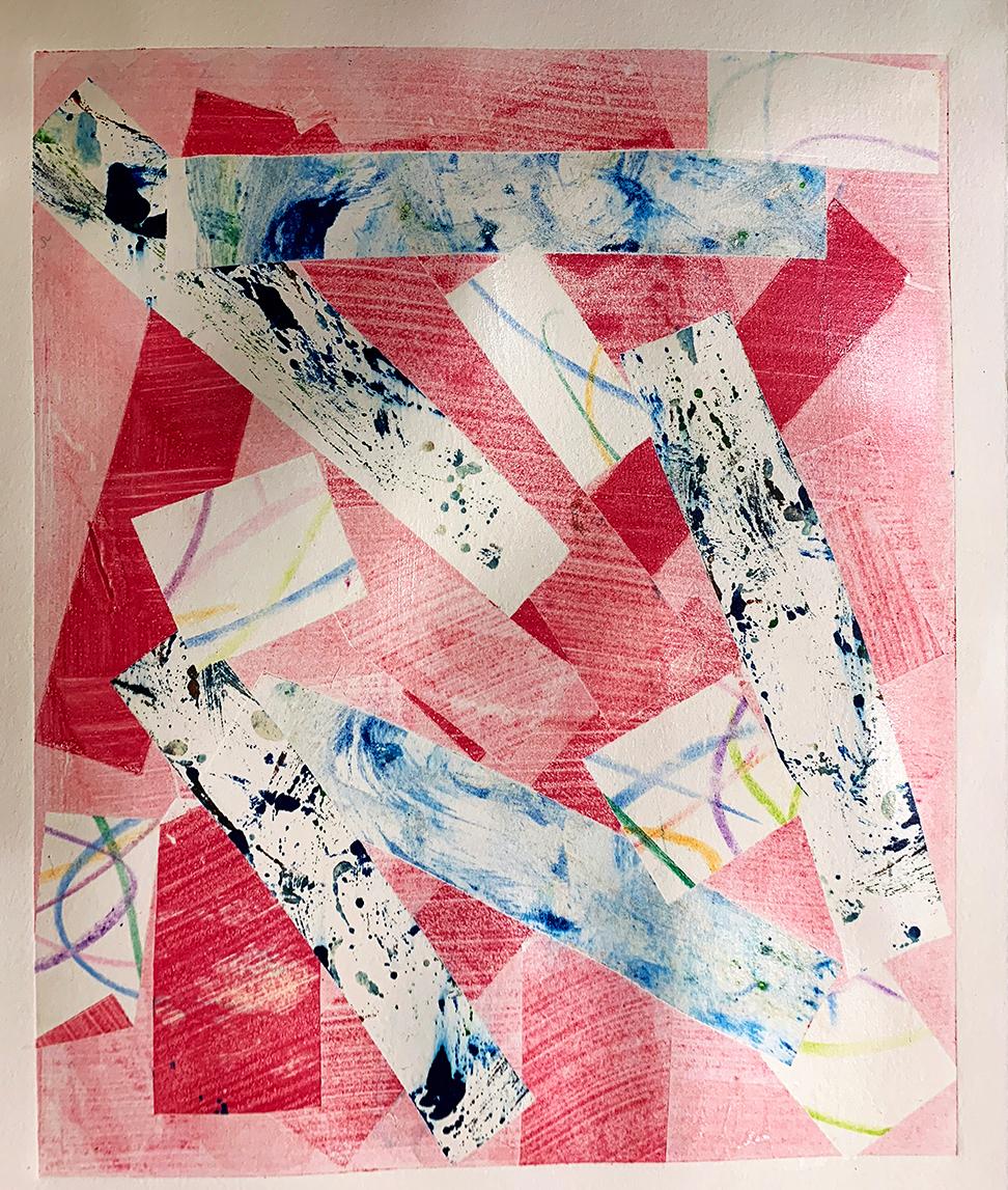 Positively Pink, One-of-a-Kind Abstract Art on Paper, Emerging Art - Print by a.muse