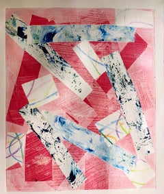 Positively Pink, Unique Monotype, Contemporary Abstract Work on Paper, Ed of 1