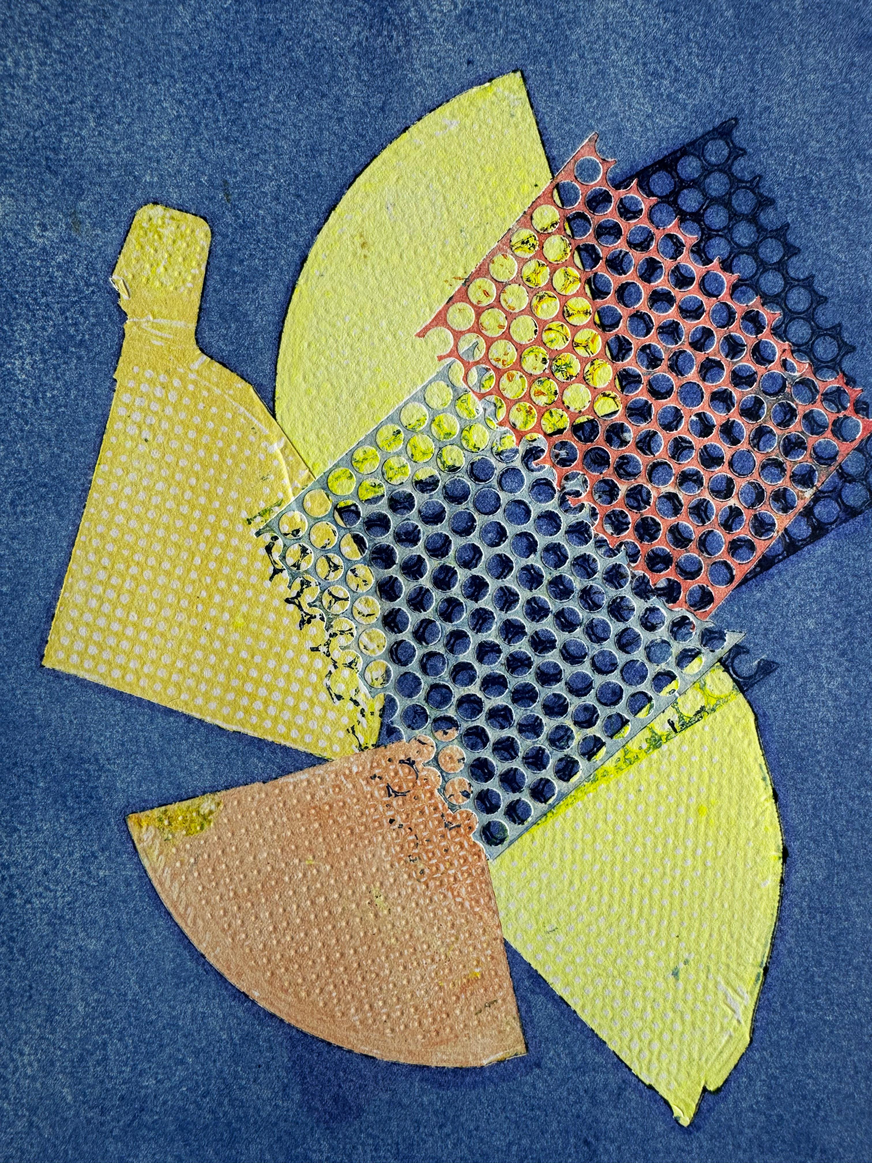 Trapezoid Planet, Abstract Mono-Type Print on Etching Paper - Contemporary Art by a.muse