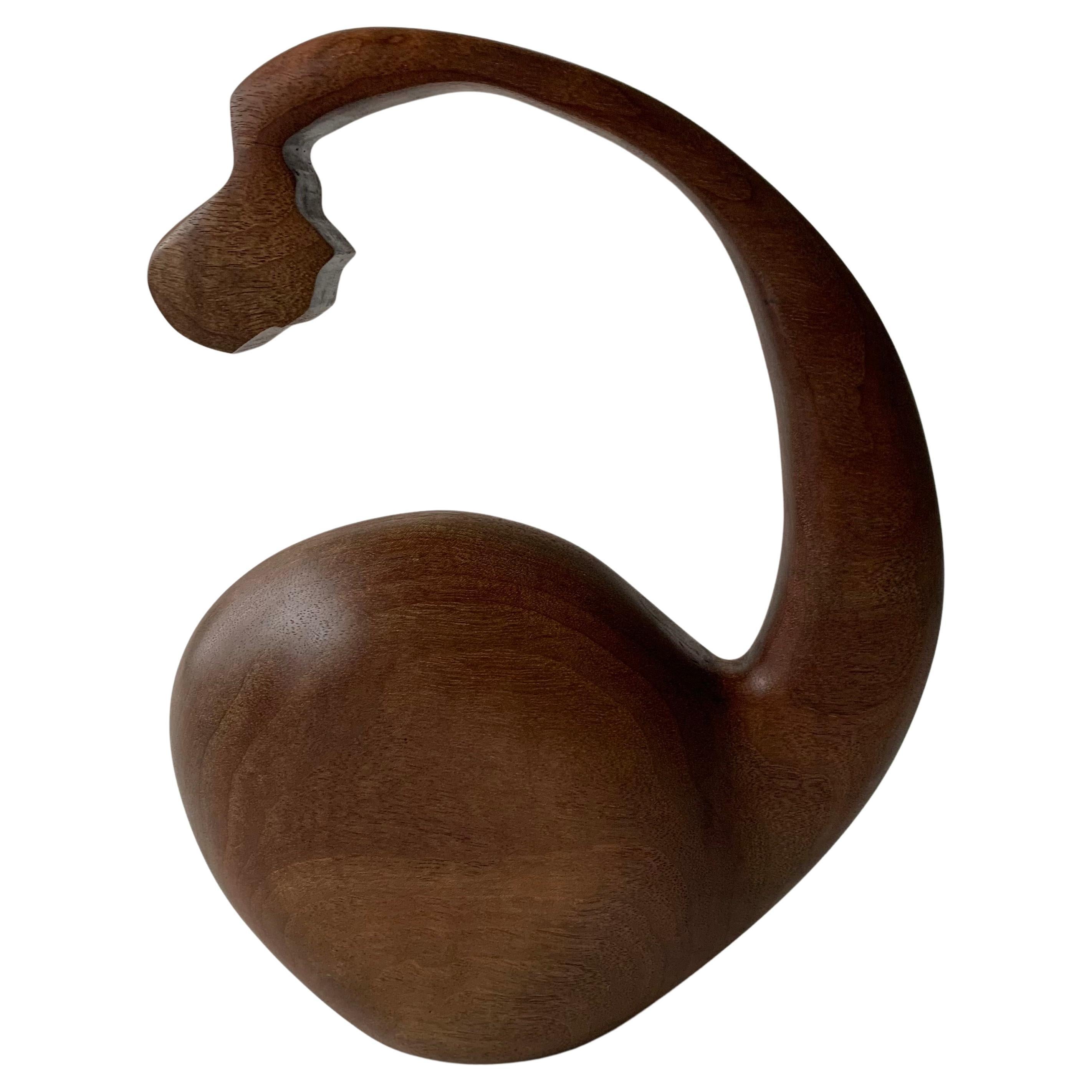 "Amused", Geometric Abstract Walnut Wood Sculpture, Warm Natural Wood Finish For Sale