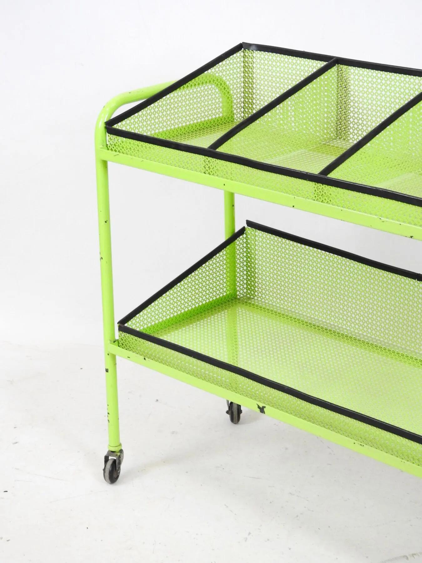 Lacquered Amusing lacquered metal serving trolley circa 1960/1970 For Sale