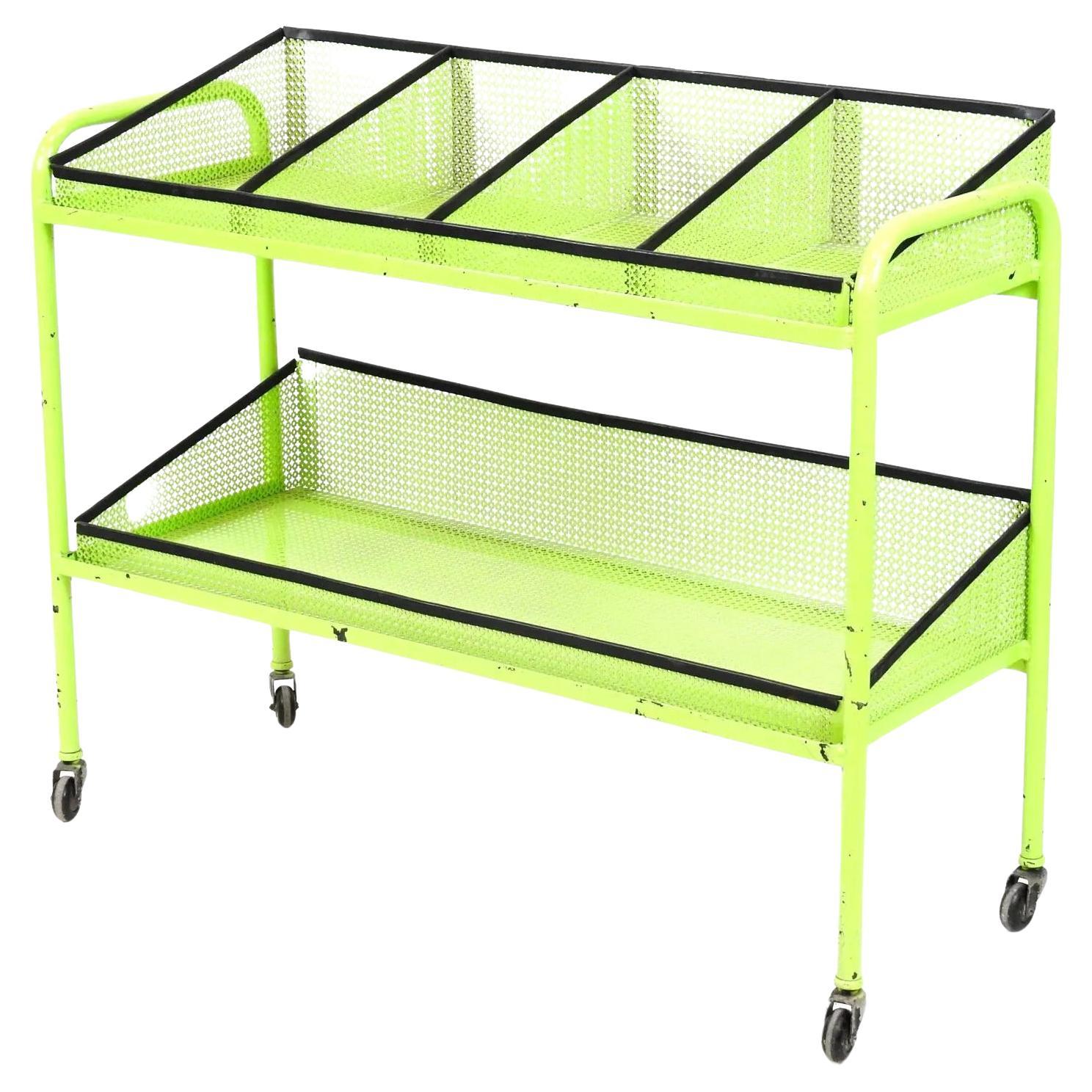 Amusing lacquered metal serving trolley circa 1960/1970 For Sale