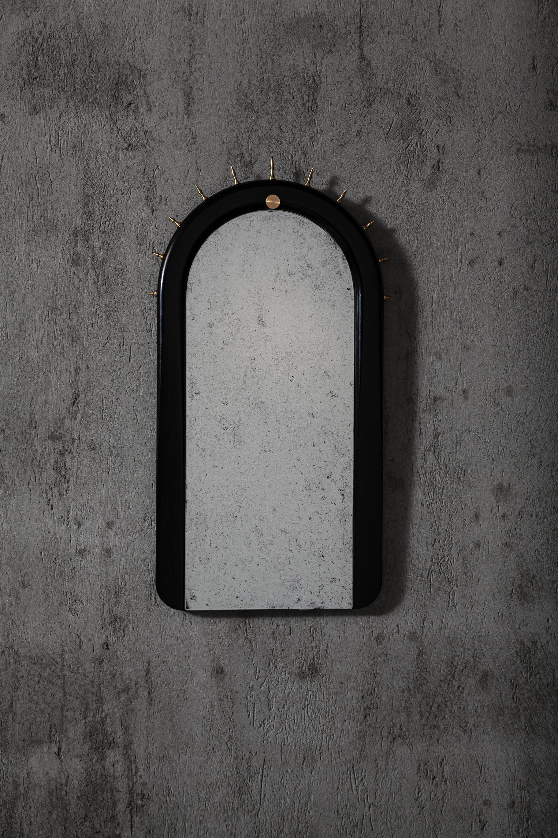 Contemporary SITIERA_01 Wall Mirror in Solid Wood, Bronze and Aged Mirror by ANDEAN, In Stock For Sale